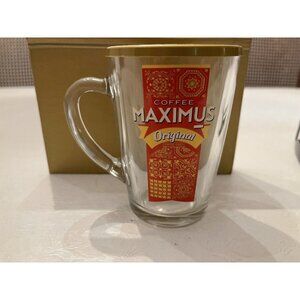 MAXIMUS Original Coffee Mug Cup Glass With Lid Plastic Cover Tea Latte NEW